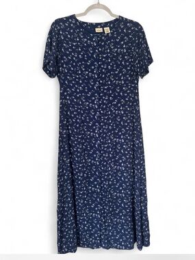Vintage L.L.Bean Blue Floral Midi Dress ✨